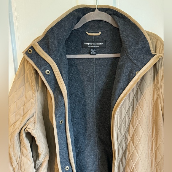 Impermeable Women’s Quilted Long Jacket - Tan - XL - Picture 4 of 8